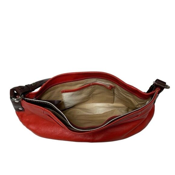 Francesco Biasia Hobo Leather Shoulder Hand Bag Purse Burnt Orange & Brown - Picture 10 of 14